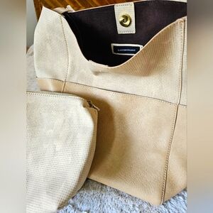 Anthropologie Tia Slouchy Bucket Bag and makeup bag. NWOT